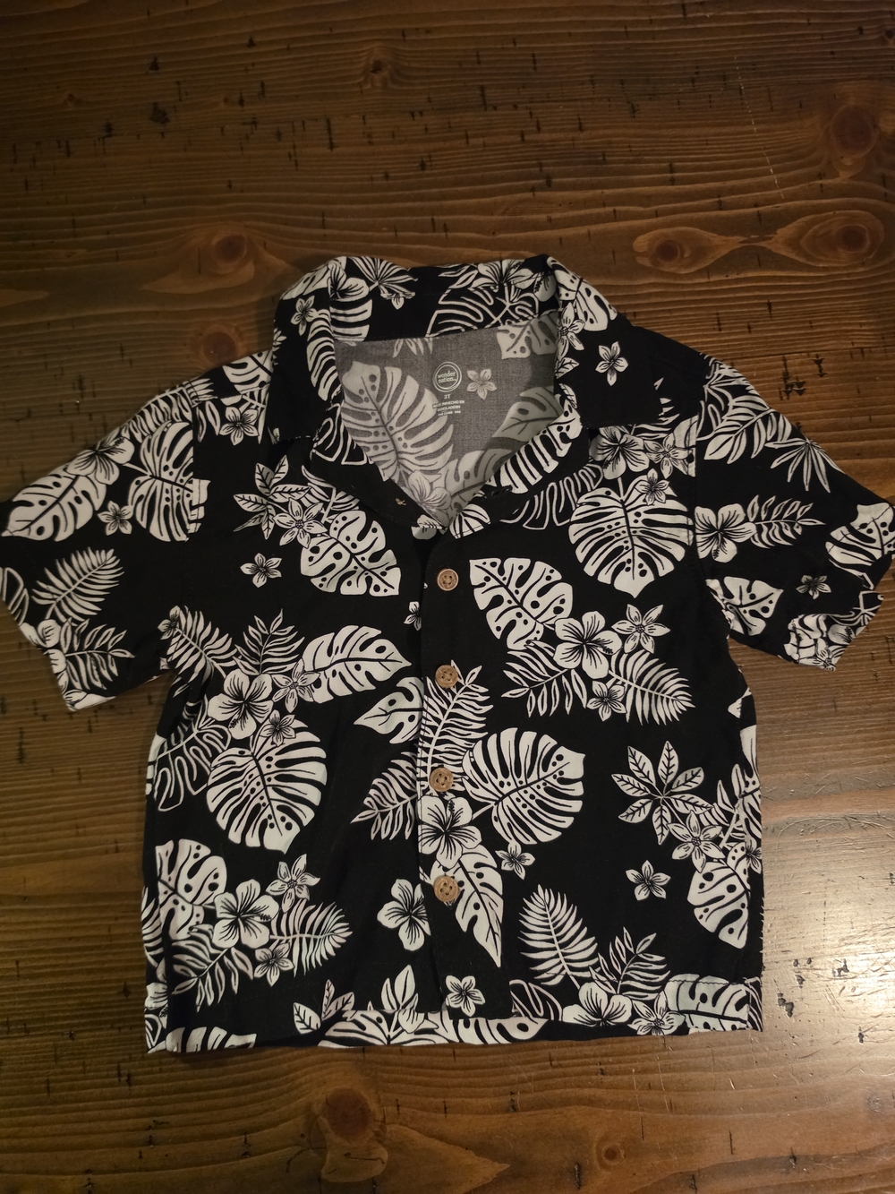 wonder nation Black & White Tropical Print Button-Up Size 3t